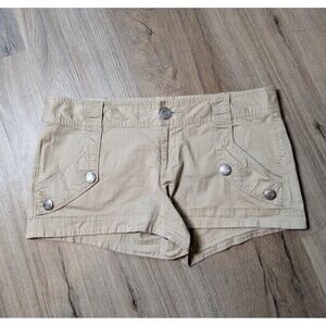 Express Sailor Shorts Size 10 Khaki Beige Buttons Stretch Booty Hot Pants